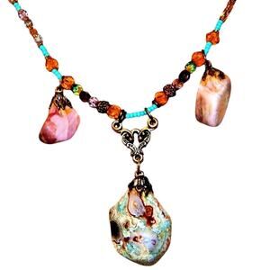 22" Artisan BoHo Free Spirited Crazy Lace Agate Necklace